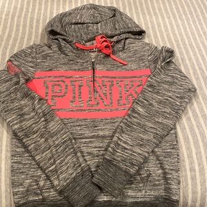 Grey and pink,half zip pink Victoria’s Secret sweatshirt
